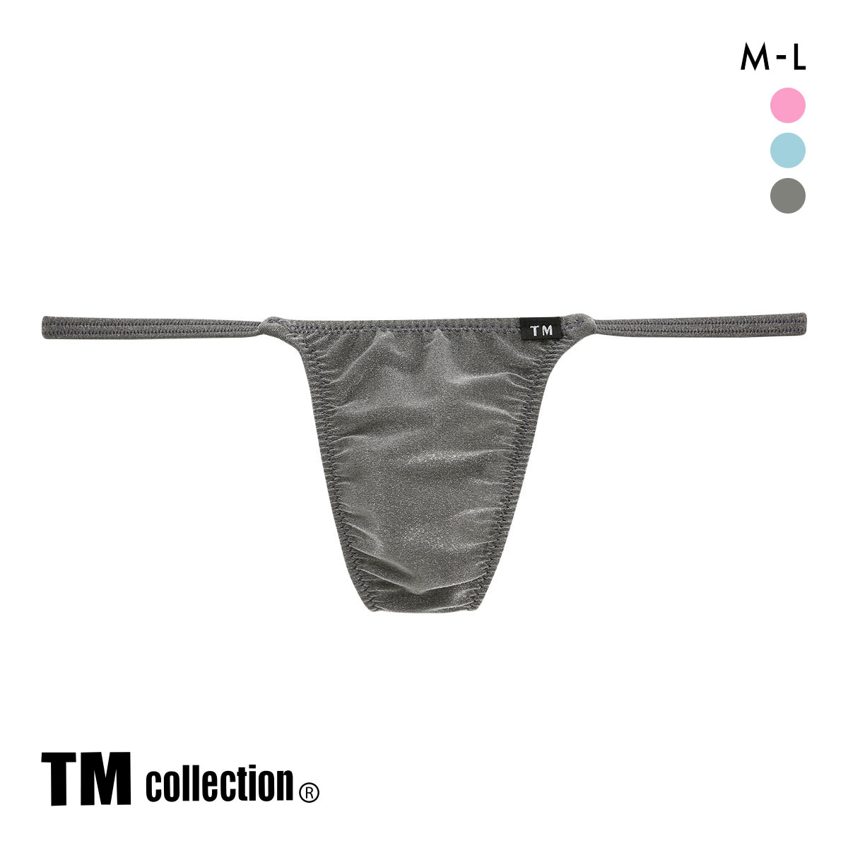 ティーエム コレクション キラメキ2way サイドストリング Tバック ハギナシシャープ ML メンズ ビキニ TM collection(GY-グレー-M)