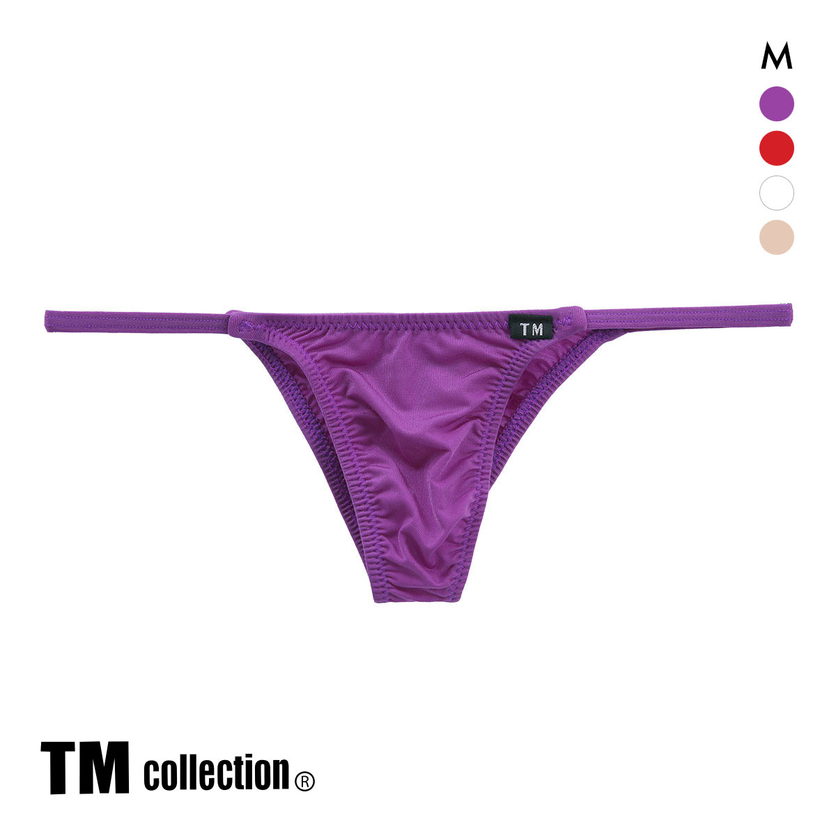 ティーエム コレクション ナイロンベア天　サイドストリング ハーフバック ハギナシシャープ M メンズ ビキニ TM collection(PU-パープル-M)