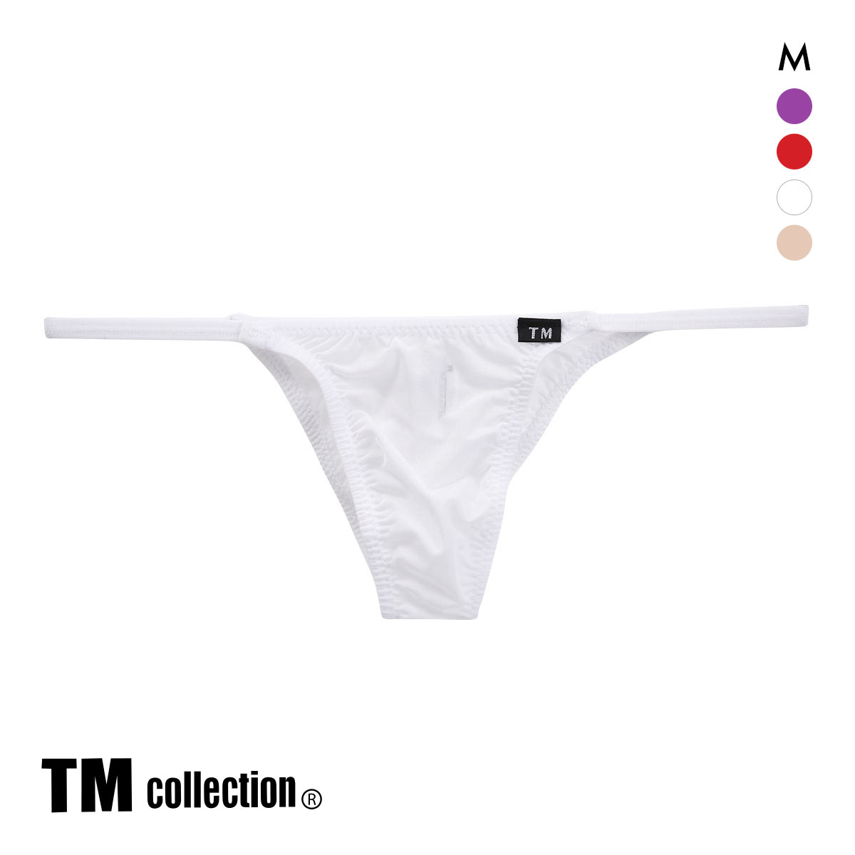 ティーエム コレクション ナイロンベア天　サイドストリング ハーフバック ハギナシシャープ M メンズ ビキニ TM collection(WH-ホワイト-M)
