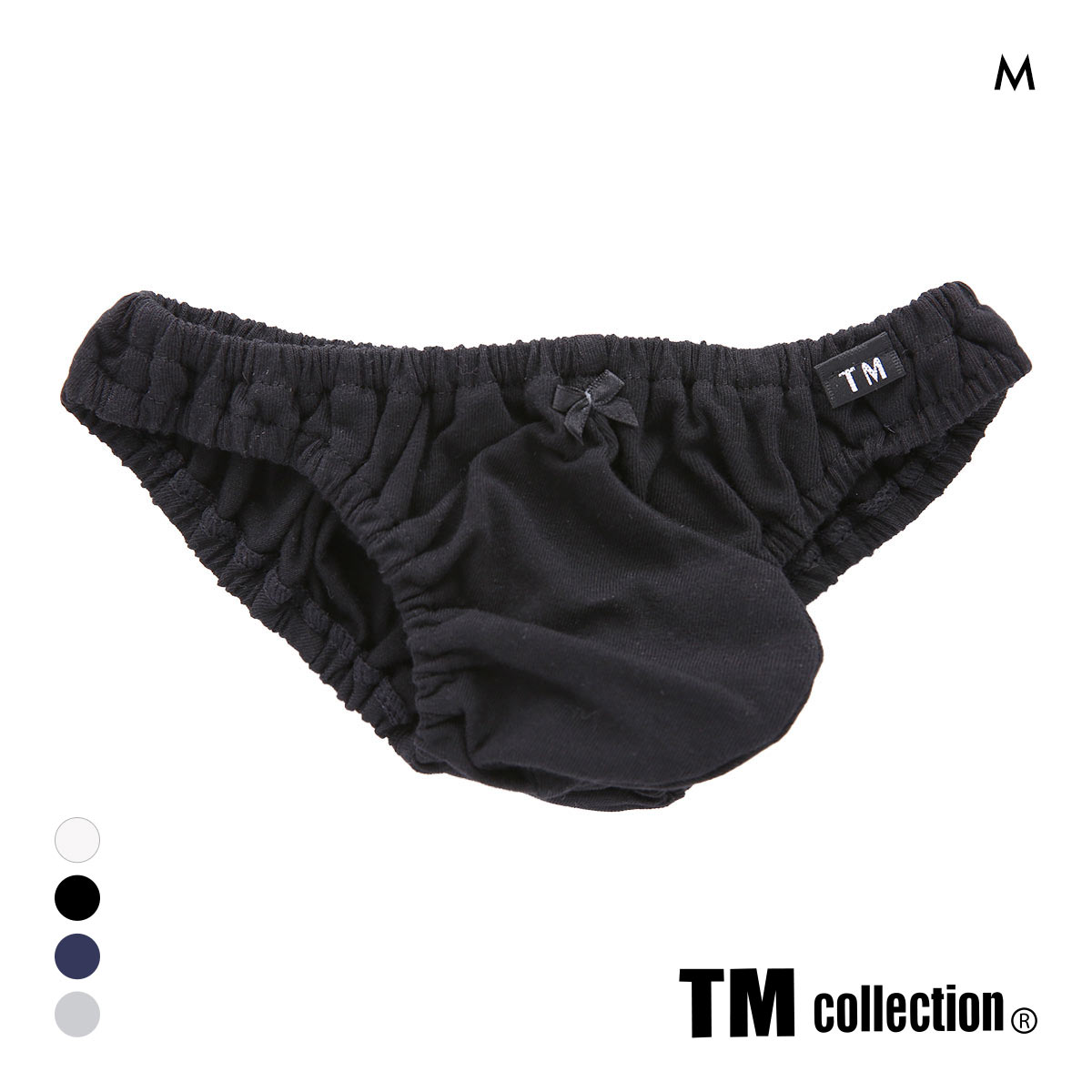 ティーエム コレクション Lyocell 超ローライズインゴムキュートショーツ メンズ ビキニ 日本製 TM collection(BK-ブラック-M)