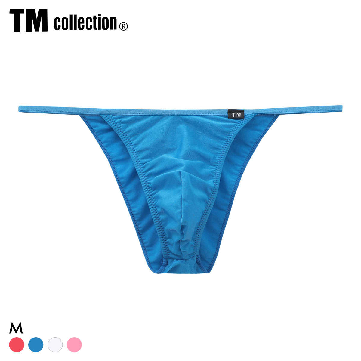 ティーエム コレクション さらっと2wayウエストマイクロ ノンライン風 HB ハーフバック ビキニ メンズ TM collection(BU-ブルー-M)