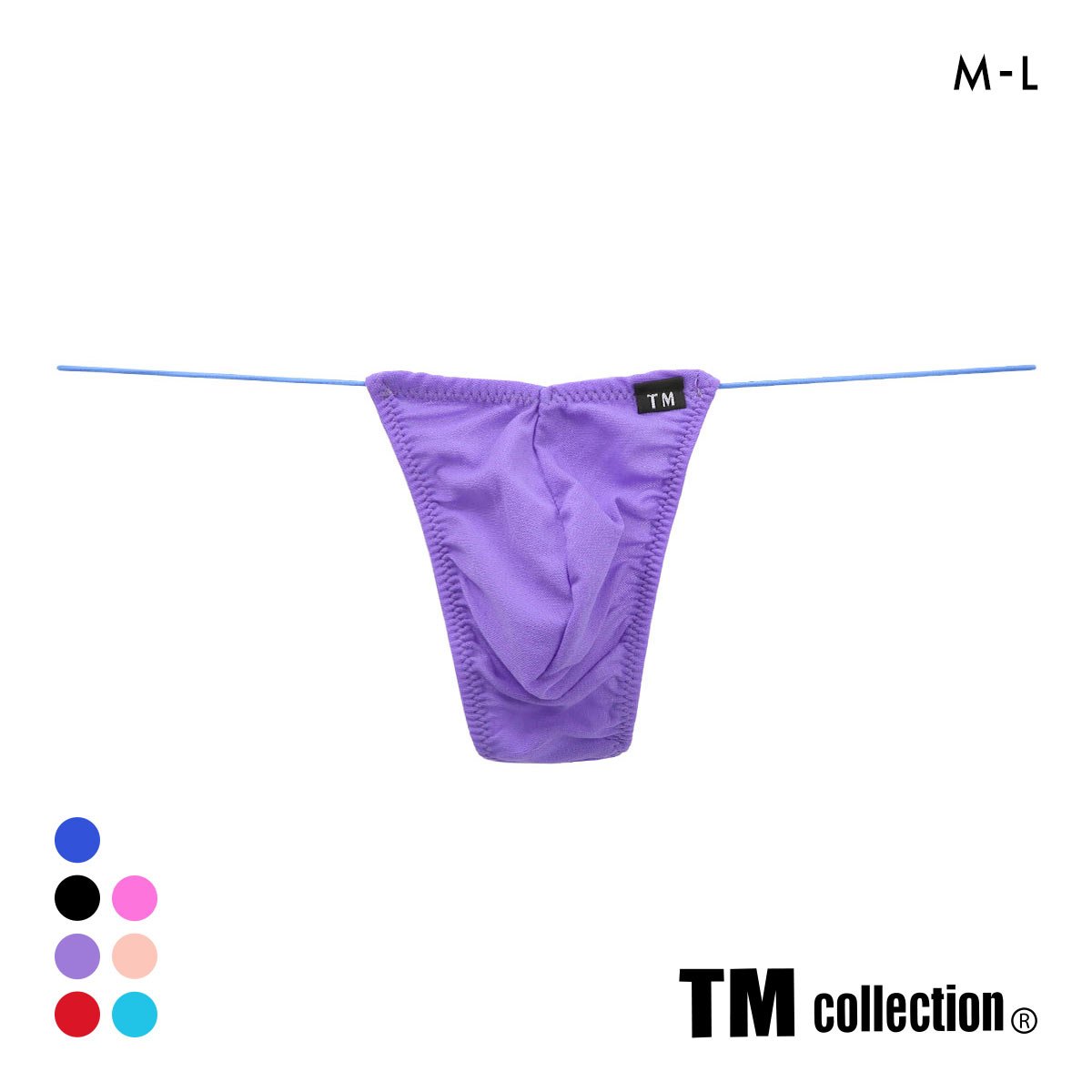 ティーエム コレクション ガーゼ調2WAY 極細丸ゴム Vカット Tバック メンズ ビキニ TM collection(PU-パープル-M)