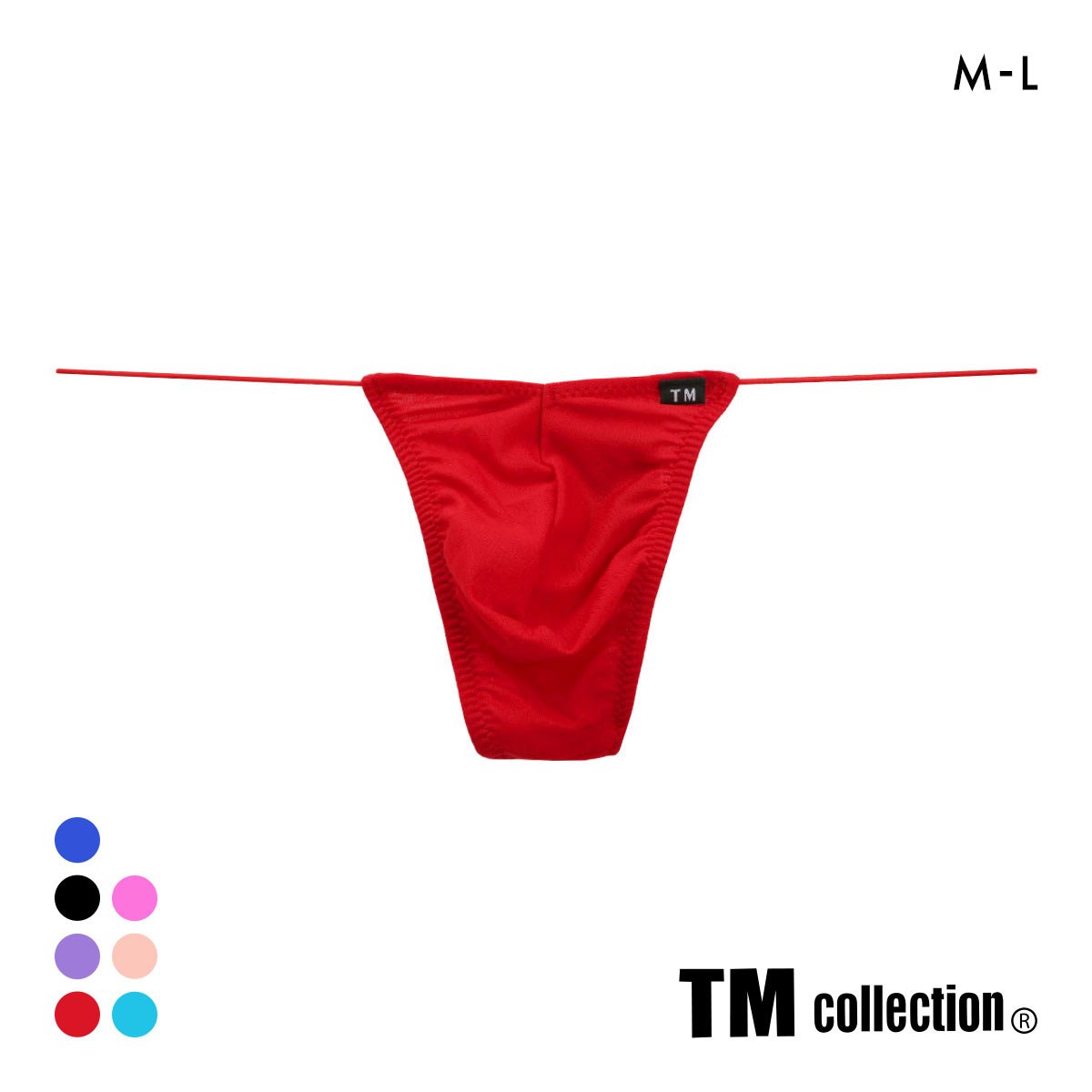 ティーエム コレクション ガーゼ調2WAY 極細丸ゴム Vカット Tバック メンズ ビキニ TM collection(RE-レッド-M)