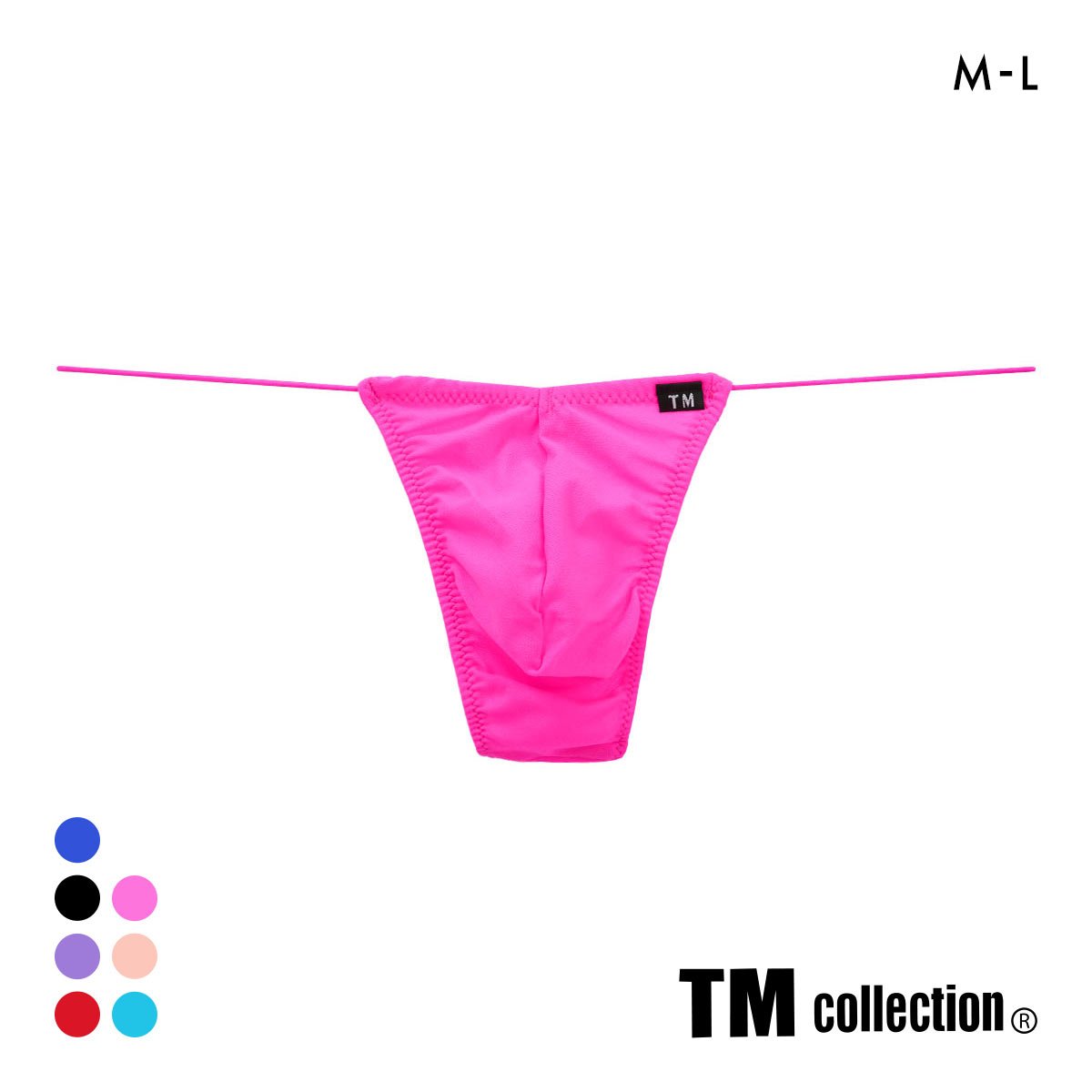 ティーエム コレクション ガーゼ調2WAY 極細丸ゴム Vカット Tバック メンズ ビキニ TM collection(PI-ピンク-M)
