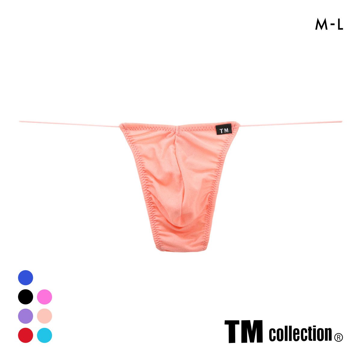 ティーエム コレクション ガーゼ調2WAY 極細丸ゴム Vカット Tバック メンズ ビキニ TM collection(OR-オレンジ-M)