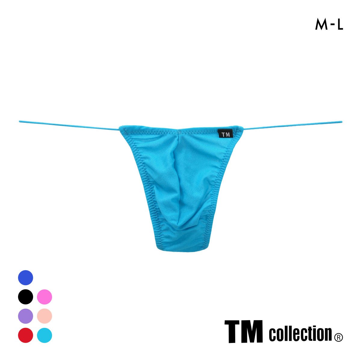 ティーエム コレクション ガーゼ調2WAY 極細丸ゴム Vカット Tバック メンズ ビキニ TM collection(TU-ターコイズ-M)