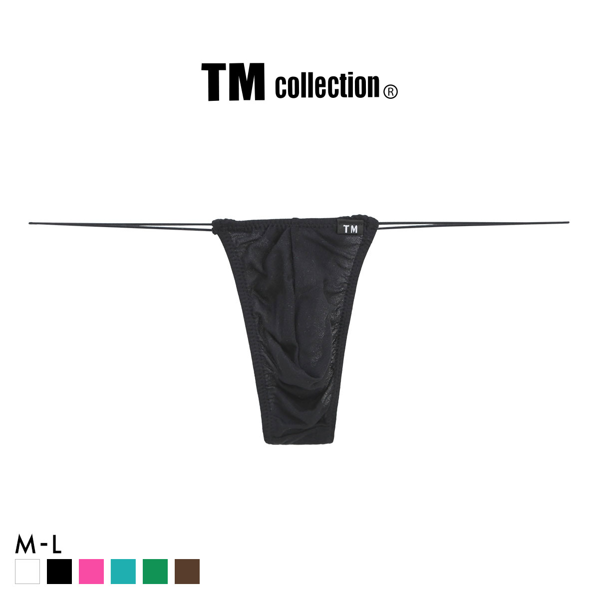 ティーエム コレクション ガーゼ調 2way 極細丸ゴム sharp TB Tバック ビキニ TM collection(BK-ブラック-M)