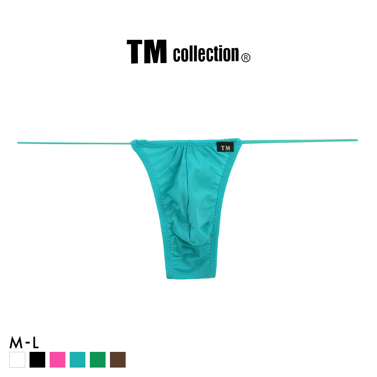 ティーエム コレクション ガーゼ調 2way 極細丸ゴム sharp TB Tバック ビキニ TM collection(BG-ブルーグリーン-M)