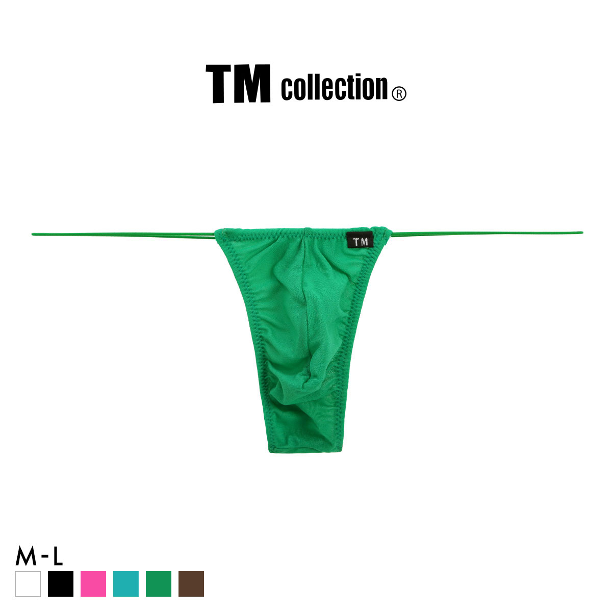 ティーエム コレクション ガーゼ調 2way 極細丸ゴム sharp TB Tバック ビキニ TM collection(GR-グリーン-M)