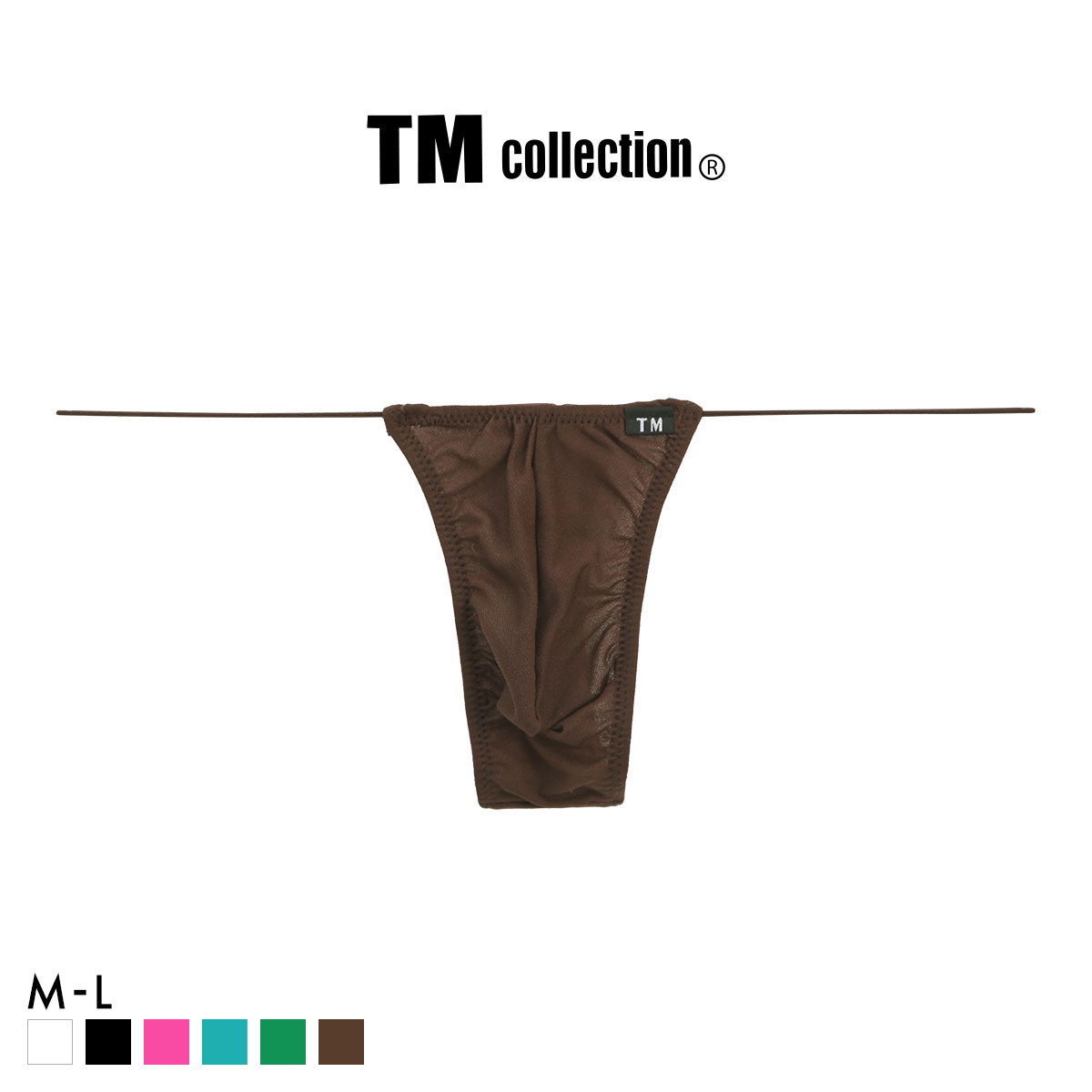 ティーエム コレクション ガーゼ調 2way 極細丸ゴム sharp TB Tバック ビキニ TM collection(BR-ブラウン-M)