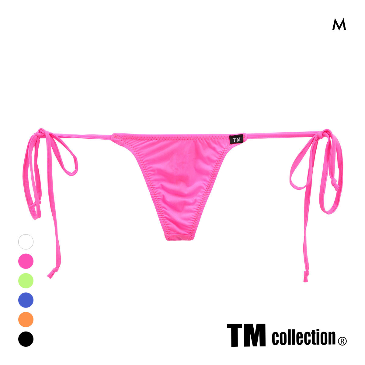 ティーエム コレクション STRIKESKIN side ribbon Tバック ビキニ メンズ ブリーフ 前とじ TM collection(PI-ピンク-M)