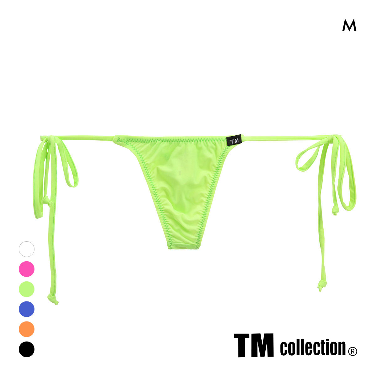 ティーエム コレクション STRIKESKIN side ribbon Tバック ビキニ メンズ ブリーフ 前とじ TM collection(GR-グリーン-M)