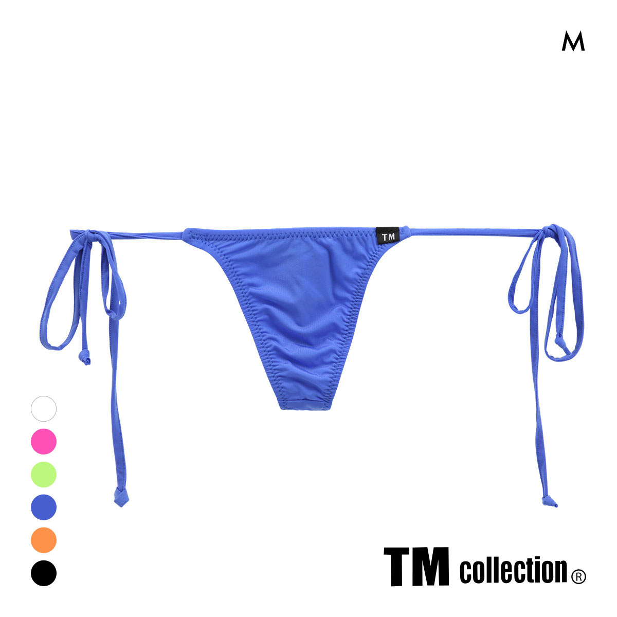 ティーエム コレクション STRIKESKIN side ribbon Tバック ビキニ メンズ ブリーフ 前とじ TM collection(BU-ブルー-M)