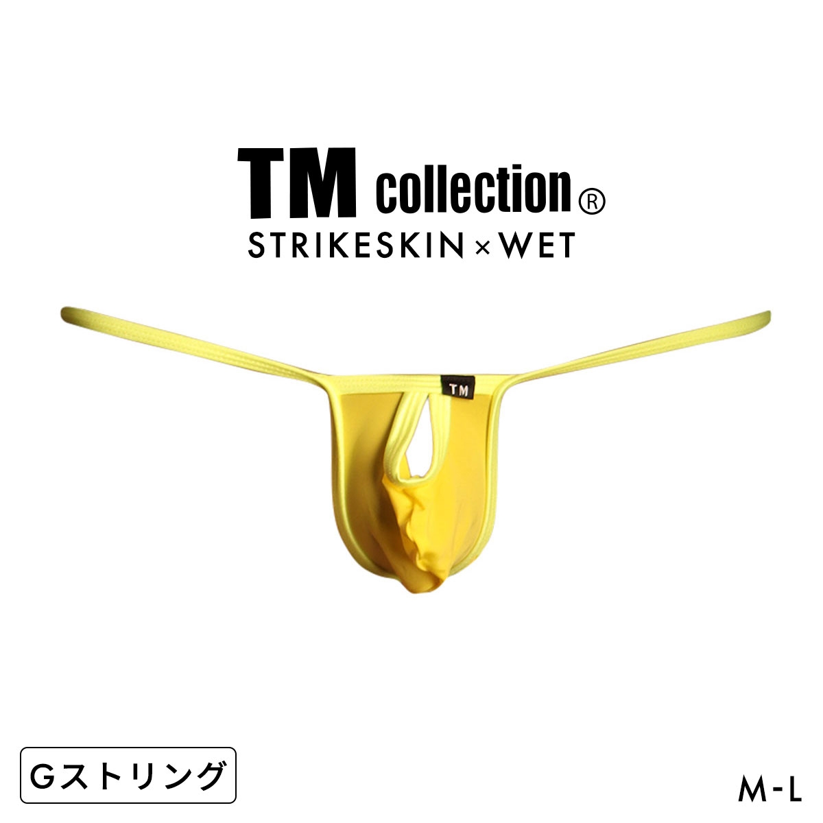 ティーエム コレクション STRIKESKIN x WET Front Hole G-string Tバック ビキニ M ブリーフ メンズ TM Collection 日本製(YE-イエロー-M)