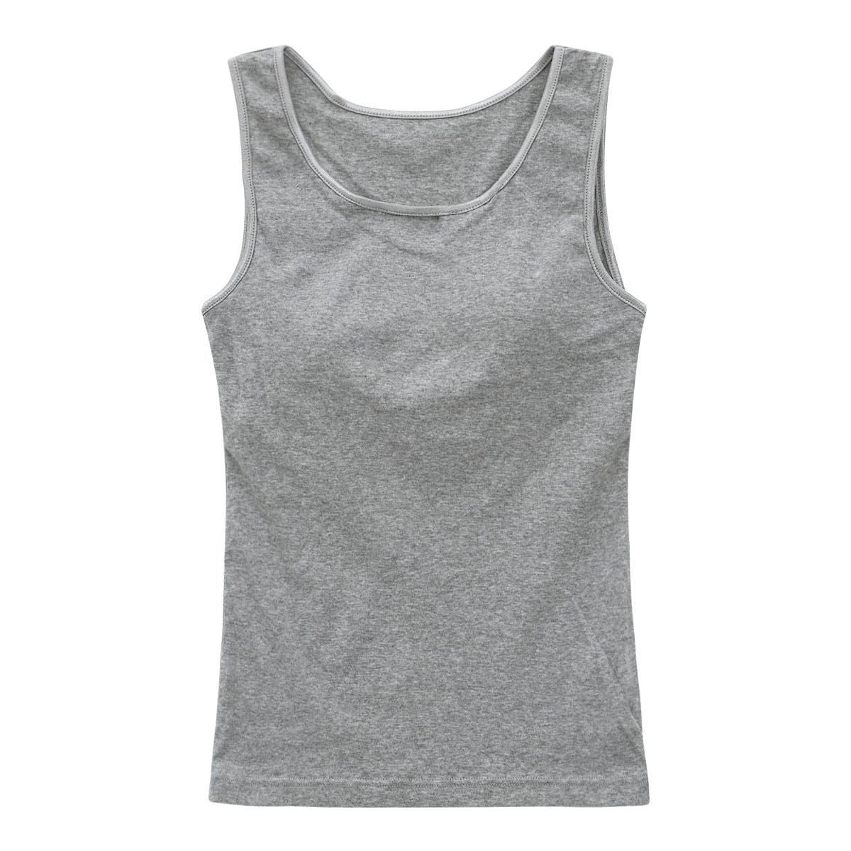 素肌にやさしくフィット カップ付き タンクトップ インナー レディース 綿100％ ブラトップ M L LL 3L(GY-グレー-M)