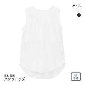DRY WISH 接触冷感 重ね着風 タンクトップ レイヤーインナー M L LL 吸汗速乾 UVカット ストレッチ ひんやり 熱中症対策