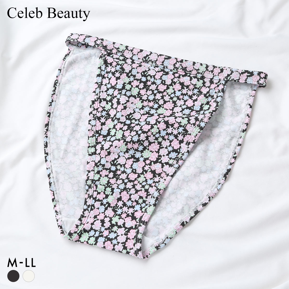 セレブビューティー Celeb Beauty 花柄 ストレスFREEショーツ 足口ゆったりショーツ 足口開放 ふんどしショーツ リラックス むくみ(BK-ブラック-M)