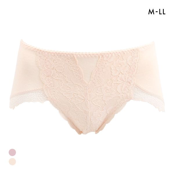 フィニー 綿混バックレース ショーツ スタンダード M L LL はきこみ深め バック脚まわり レース ハイウエスト 大きいサイズ 綿混