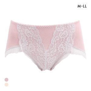 フィニー 綿混バックレース ショーツ スタンダード M L LL はきこみ深め バック脚まわり レース ハイウエスト 大きいサイズ 綿混