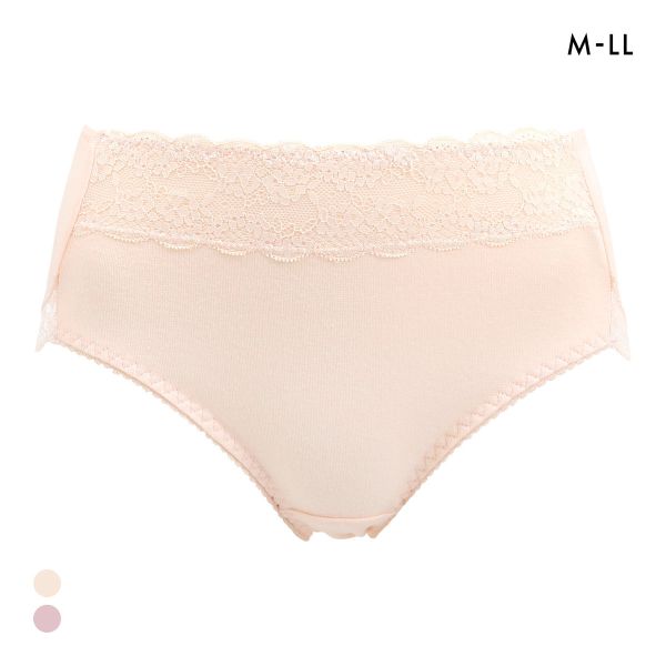 フィニー 綿混バックレース ショーツ スタンダード M L LL はきこみ深め バック脚まわり レース ハイウエスト 綿混 大きいサイズ