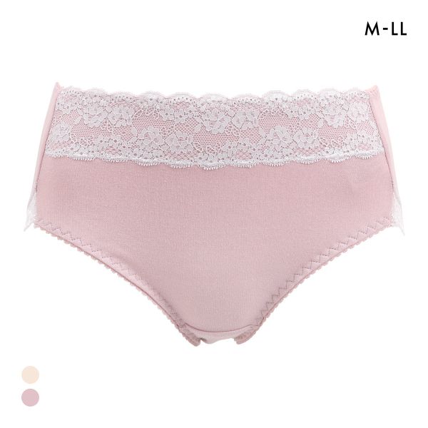 フィニー 綿混バックレース ショーツ スタンダード M L LL はきこみ深め バック脚まわり レース ハイウエスト 綿混 大きいサイズ