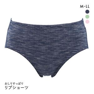 お肌に優しい レーヨン混 なめらか バックレース リブショーツ M L LL スタンダード ショーツ 大きいサイズ おしりすっぽり 単品
