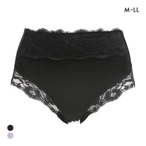 お腹まですっぽり 綿混 レースショーツ M L LL スタンダード ショーツ 大きいサイズ ハイウエスト コットン混 単品