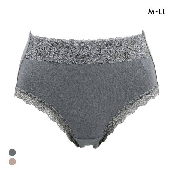 お腹まですっぽり 綿混 レースショーツ M L LL スタンダード ショーツ 大きいサイズ ハイウエスト コットン混 単品