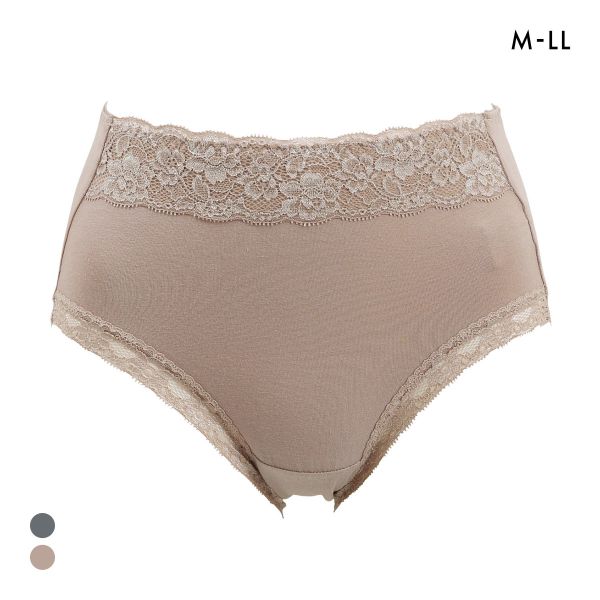 お腹まですっぽり 綿混 レースショーツ M L LL スタンダード ショーツ 大きいサイズ ハイウエスト コットン混 単品