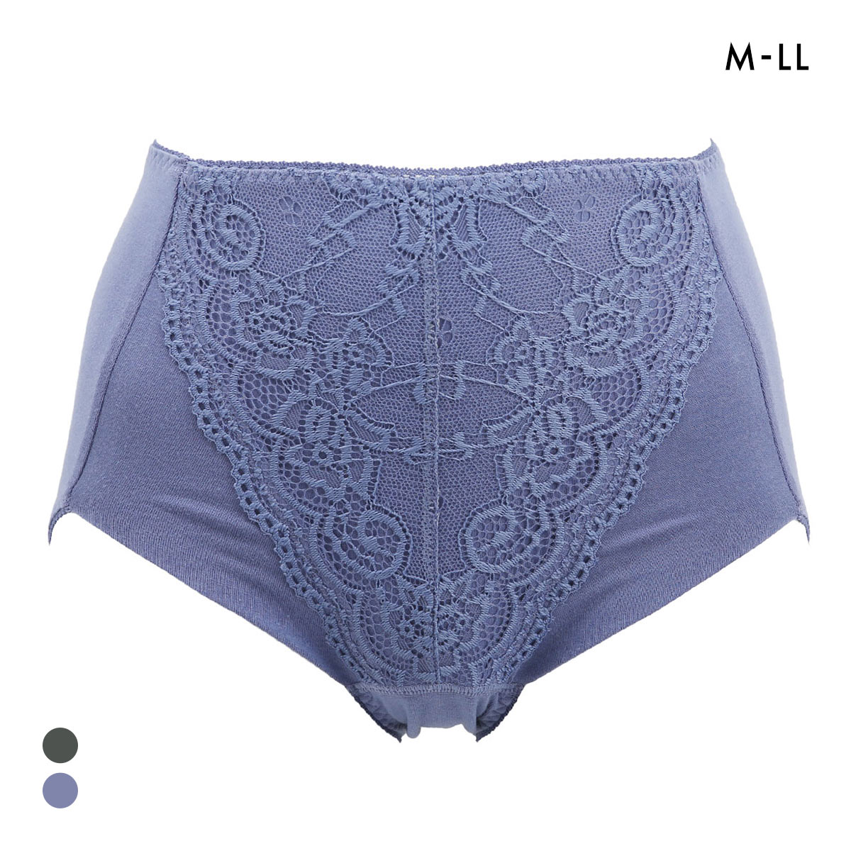 お腹サポート ショーツガードル M L LL 綿混ショーツ 1枚履きOK 美尻 ヒップアップ 大きいサイズ 綿混 コットン混(BGY-ブルーグレー-M)