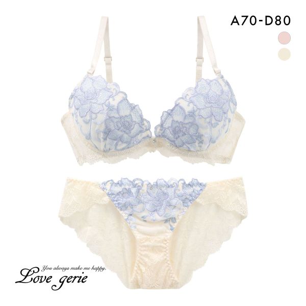 ラブジェリー Love gerie ファンシーブリリアントローズ ブラセット ABCD 盛り胸 Wパッド 厚盛り 谷間ブラ バストアップ 脇寄せ バックレース