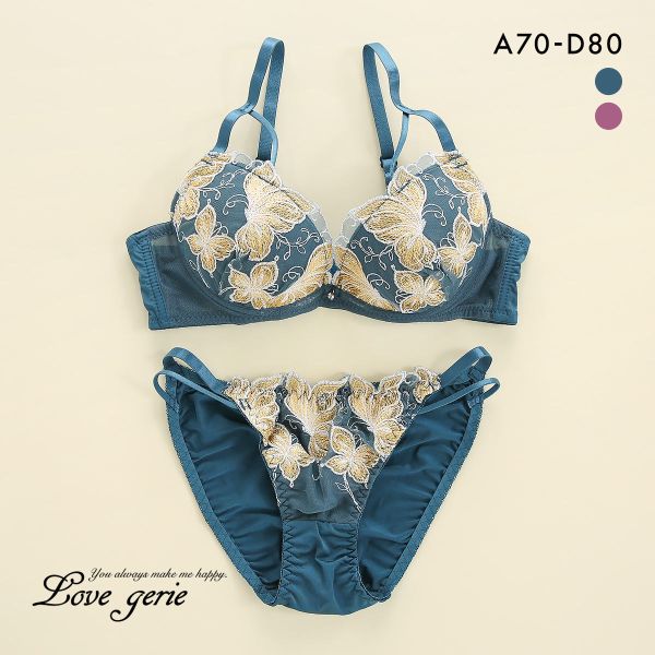 ラブジェリー クラシックモダンパピィリオ ブラセット ABCD 盛り胸 Wパッド 谷間ブラ バストアップ ブラジャー ショーツ セット