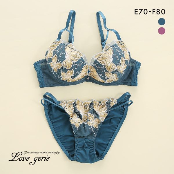 ラブジェリー クラシックモダンパピィリオ ブラセット EF 盛り胸 Wパッド 谷間ブラ バストアップ ブラジャー ショーツ セット