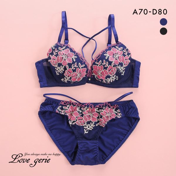 ラブジェリー クラシックフラワーガーデン ブラセット ABCD 盛り胸 Wパッド 谷間ブラ バストアップ ブラジャー ショーツ セット