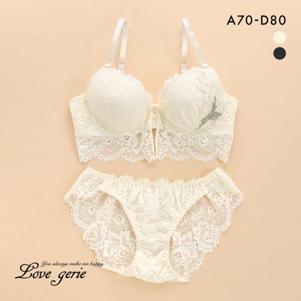 ラブジェリー エレガントローズ ジレ風 ブラセット ABCD 谷間ブラ 脇寄せ Wパッド 盛り胸 バックレース 総レース Love gerie