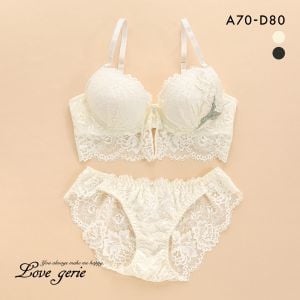 ラブジェリー エレガントローズ ジレ風 ブラセット ABCD 谷間ブラ 脇寄せ Wパッド 盛り胸 バックレース 総レース Love gerie