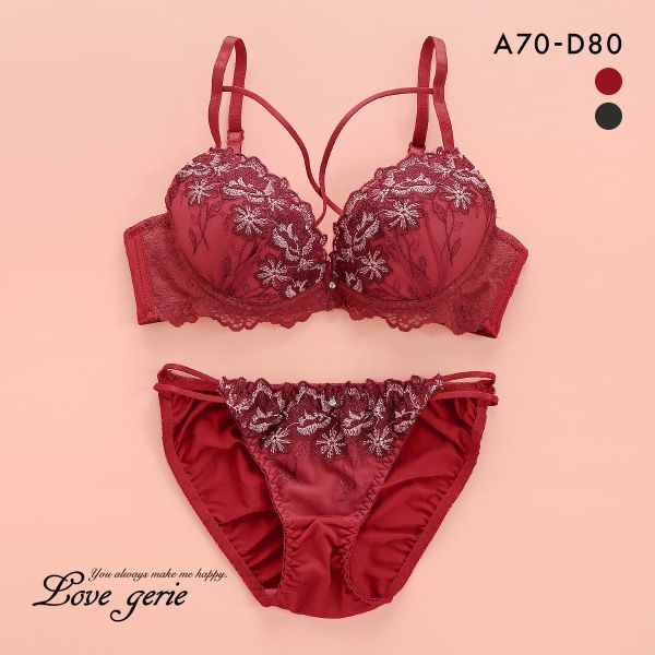 20%OFF ラブジェリー デコラストリングフラワー ブラセット ABCD 谷間ブラ 脇寄せ Wパッド 盛り胸 Love gerie 20%OFF ラブジェリー デコラストリングフラワー ブラセット ABCD 谷間ブラ 脇寄せ Wパッド 盛り胸 Love gerie