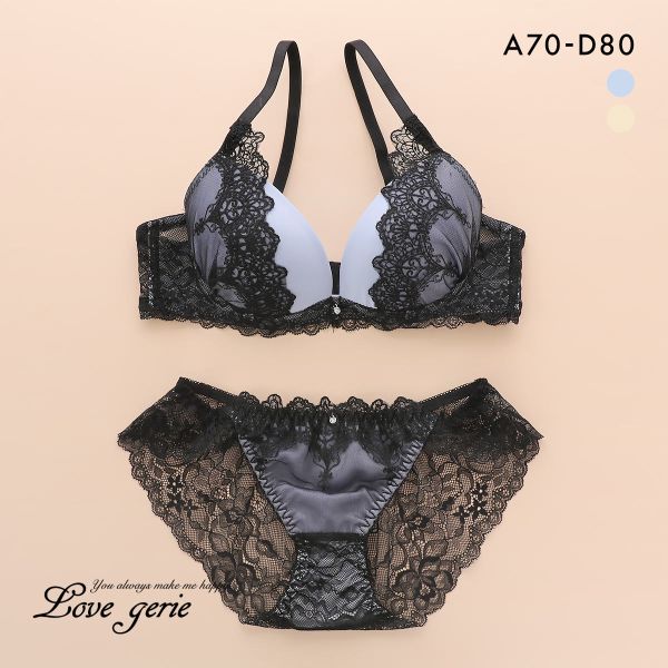 ラブジェリー ノワールコンチネンタル ブラセット ABCD 盛り胸 Wパッド 厚盛り 谷間ブラ バストアップ 脇寄せ バックレース