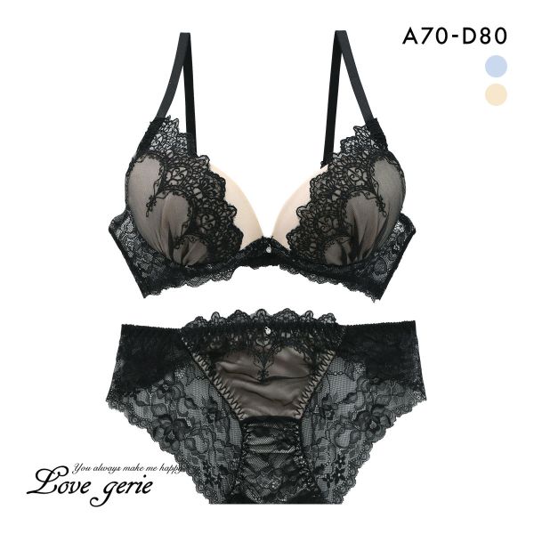 ラブジェリー ノワールコンチネンタル ブラセット ABCD 盛り胸 Wパッド 厚盛り 谷間ブラ バストアップ 脇寄せ バックレース