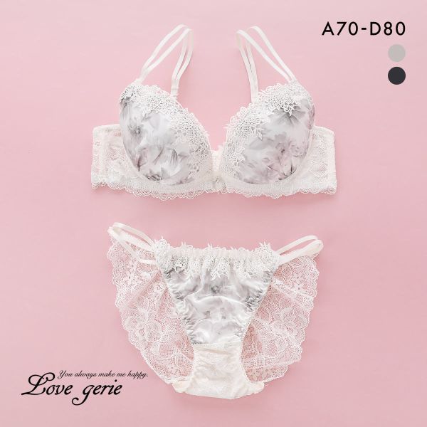 ラブジェリー モノブルーム ブラセット ABCD 盛り胸 Wパッド 厚盛り 谷間ブラ バストアップ 脇寄せ バックレース Love gerie