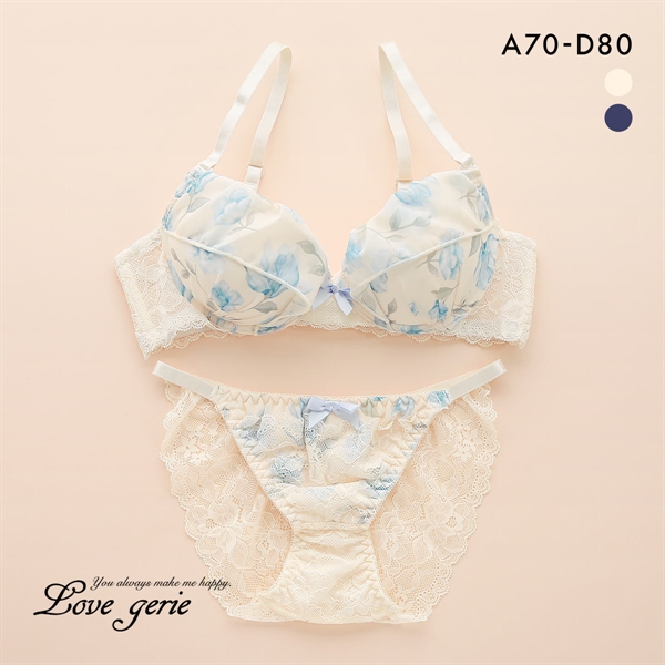 ラブジェリー フラワーガーデン ブラセット ABCD 盛り胸 Wパッド 厚盛り 谷間ブラ バストアップ 脇寄せ Love gerie