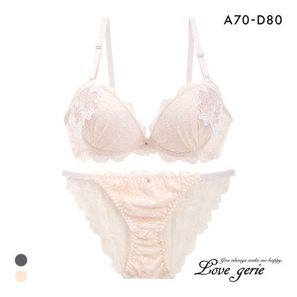 ラブジェリー コサージュケミカル ブラセット ABCD 盛り胸 Wパッド 谷間ブラ バストアップ ブラジャー ショーツ セット Love gerie