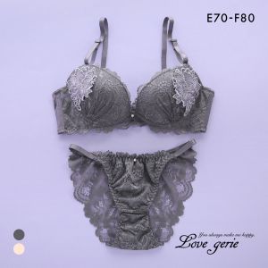 ラブジェリー コサージュケミカル ブラセット EF 大きいサイズ 盛り胸 Wパッド 厚盛り 谷間ブラ バストアップ 脇寄せ バックレース Love gerie