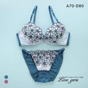 ラブジェリー ブルームフラワー ブラセット ABCD 盛り胸 Wパッド 谷間ブラ バストアップ ブラジャー ショーツ セット