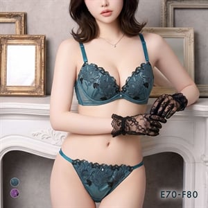 ラブジェリー 脇高 ミスティカルフラワー ブラセット EF 大きいサイズ グラマー 盛り胸 Wパッド 谷間ブラ バストアップ ブラジャー ショーツ Love gerie
