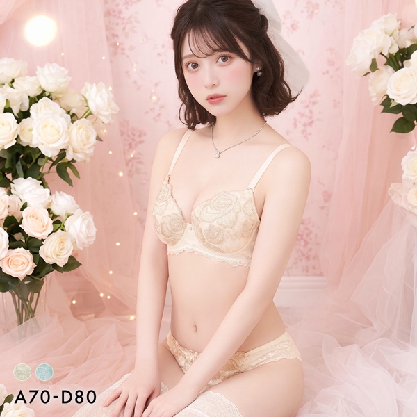 ラブジェリー プリンセスローズ ブラセット ABCD 谷間ブラ Wパッド 総レース 盛り胸 バストアップ ブラショーツセット Love gerie