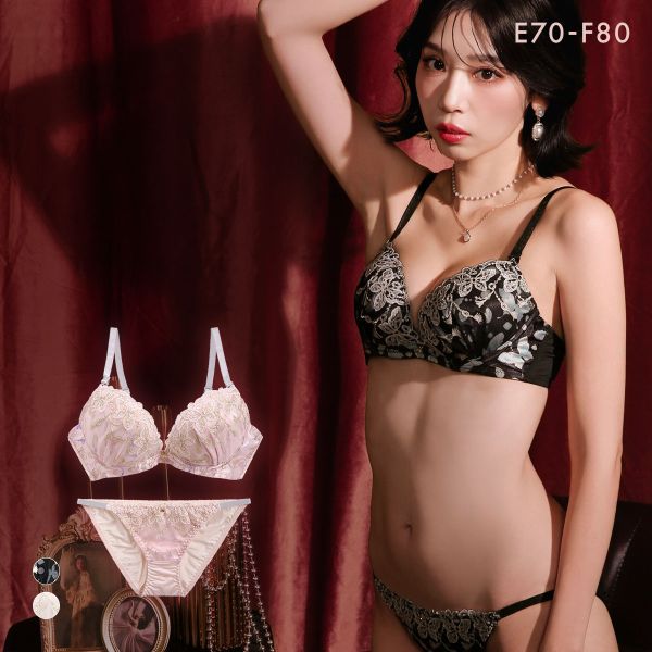 ラブジェリー ジュエルズバタフライ ブラセット EF 大きいサイズ グラマー 盛り胸 Wパッド 谷間ブラ バストアップ ブラジャー ショーツ セット Love gerie