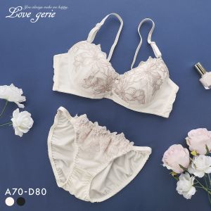 ラブジェリー 脇高 ラメフラワー ブラセット ABCD 盛り胸 Wパッド 谷間ブラ バストアップ ブラジャー ショーツ セット Love gerie