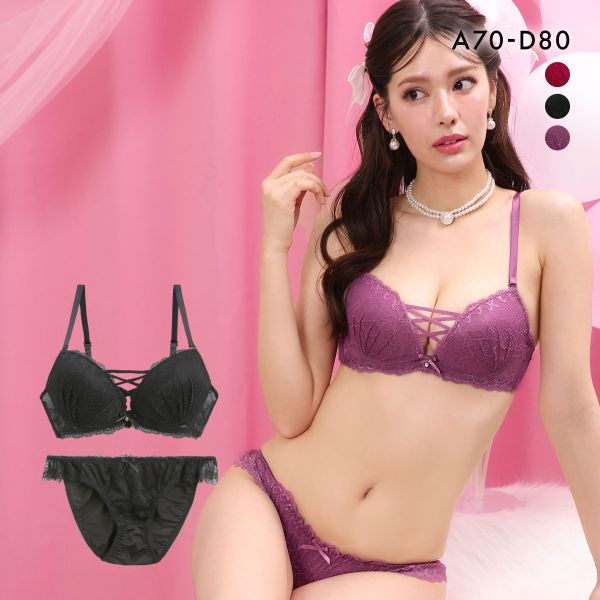 ラブジェリー ラシャスレースアップ ブラセット ABCD 盛り胸 谷間ブラ 脇寄せ Wパッド バストアップ ブラジャー ショーツ Love gerie