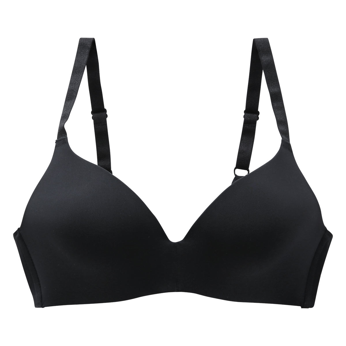 シームレス モールド ブラジャー ノンワイヤー ワイヤレス M L LL 単品(BK-ブラック-M)